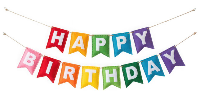 Colorful happy birthday party bunting banner flags