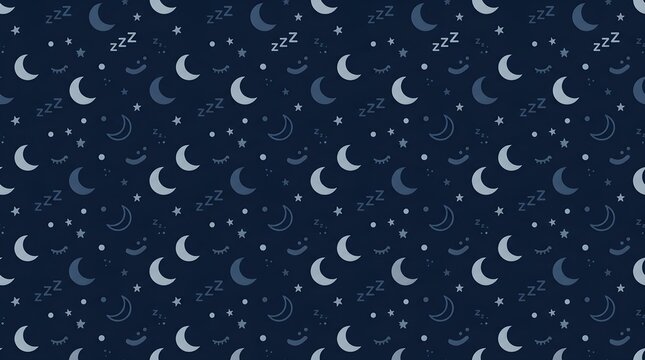 Seamless dark blue celestial pattern with crescent moons and stars for elegant night themed fabric wallpaper stationery and decor