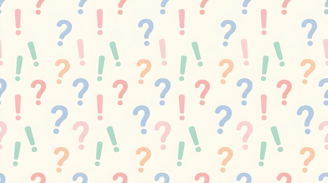 Pastel question mark pattern with colorful punctuation symbols for playful seamless backgrounds stationery educational materials wallpaper and design