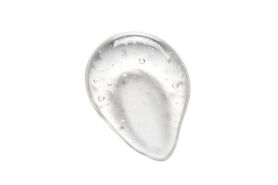 Clear viscous liquid drop of cosmetic gel as isolated on transparent background