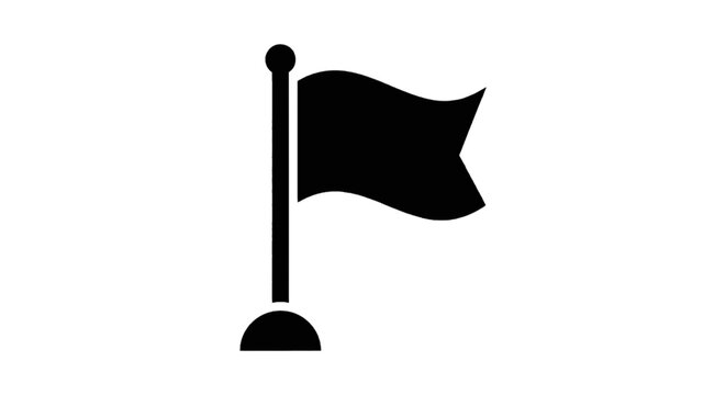 Vector illustration of flag icon on a pole representing location marker or goal achievement on a transparent background