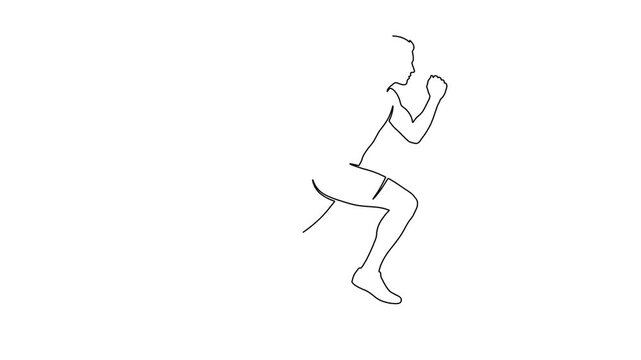 Continuous line drawing of runner moving forward isolated on white background digital art.
