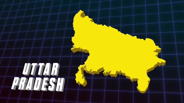 3D Animation Uttar Pradesh North India Documentary Infographic Style Futuristic Map 4K Animation