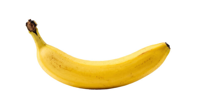 Yellow ripe banana isolated on transparent background for healthy diet and fruit snack use.