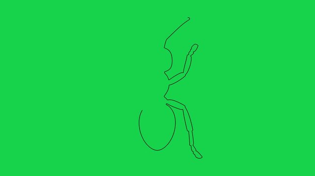 Continuous single line drawing animation of ant movement isolated on vibrant green background.
