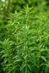 Fototapeta premium Fresh green savory herb plants growing in a garden, culinary ingredient and natural seasoning for healthy cooking