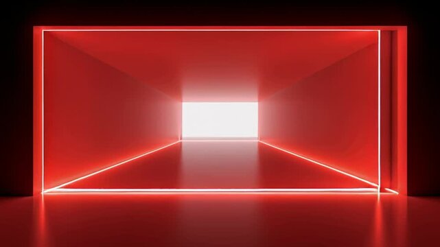 Red Neon Room Opens Toward a Bright Portal / 赤いネオンの部屋が明るい入口へ開く