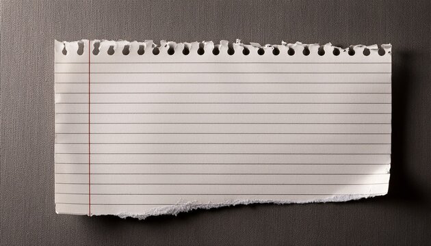 ripped rectangle of lined loose leaf notebook paper on