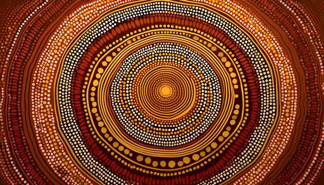 abstract circular pattern with brown and gold tones dot art aboriginal art dot art aboriginal art