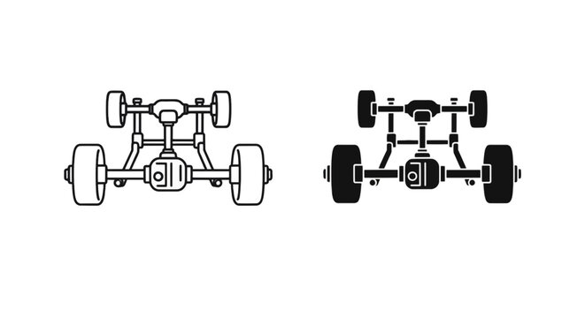 Vector illustration of car chassis drivetrain icon set on a transparent background