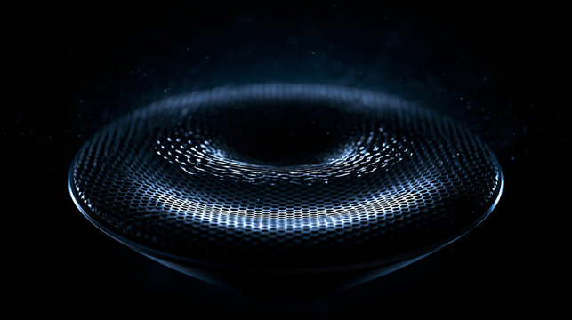 Audio Speaker Membrane Vibrating with Sound Waves and Particles