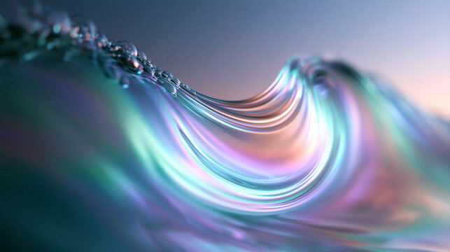 Abstract Iridescent Liquid Wave Background with Smooth Flowing Curves