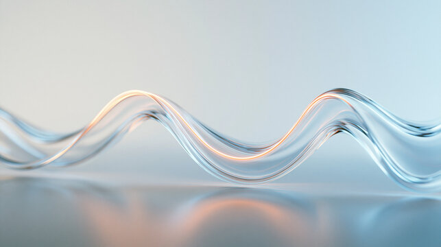 Abstract Transparent Glass Wave with Glowing Light Reflection