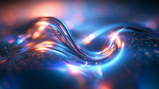 Abstract Glowing Blue and Gold Light Wave Background