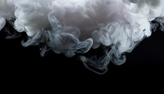 abstract studio shot showing a dense textured grey smoke cloud forming a border along the top