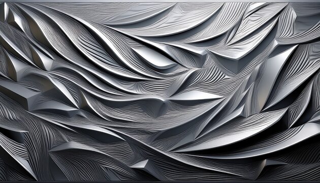 this abstract image displays a cool grey highly textured surface with myriad raised sharp angular patterns suggesting frozen water or rough metal