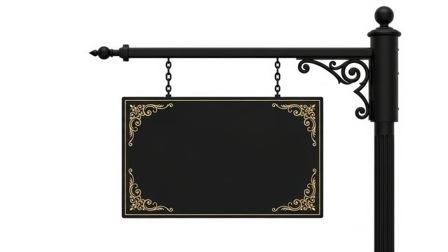 Elegant black signboard with decorative gold trim