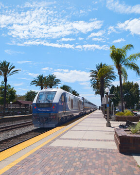 Amtrak Pacific Surfliner Departing Fullerton California Train Station