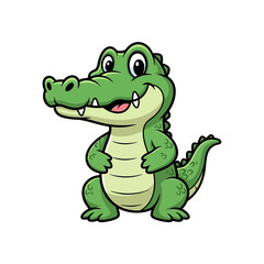 Obraz premium Smiling Cartoon Green Crocodile.
