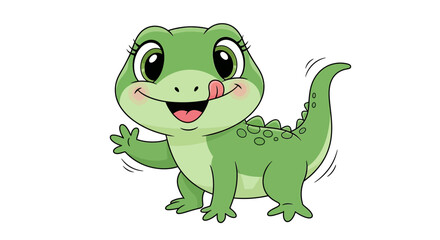 Fototapeta premium Cute Cartoon Green Lizard.