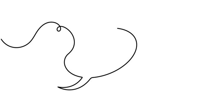 Animated bookmark inside a speech bubble icon sign continuous one line drawing moving on white background minimalist single art social media story and clip save symbol animation