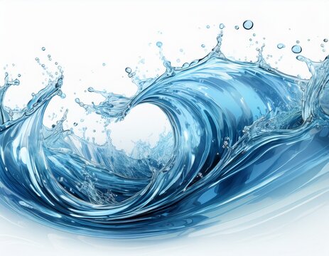 water wave splash on white background isolated backgroungenerated with ai