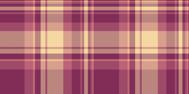 A traditional tartan plaid pattern with a balanced check structure and pink and red tones. The seamless textile background recreates a woven fabric look with a natural decorative character.