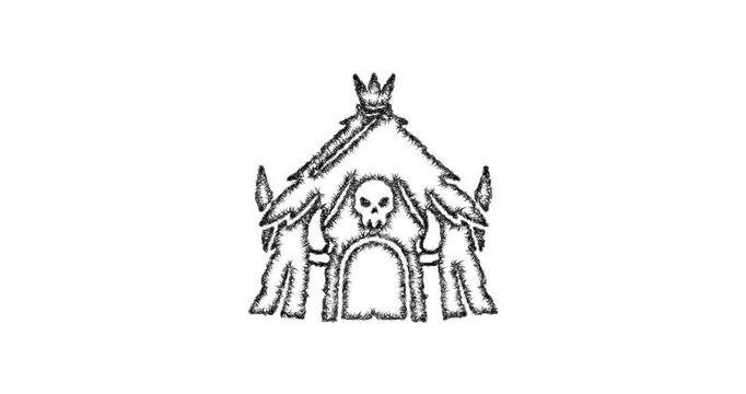 Sketch orc hut icon animation - smooth progressive reveal