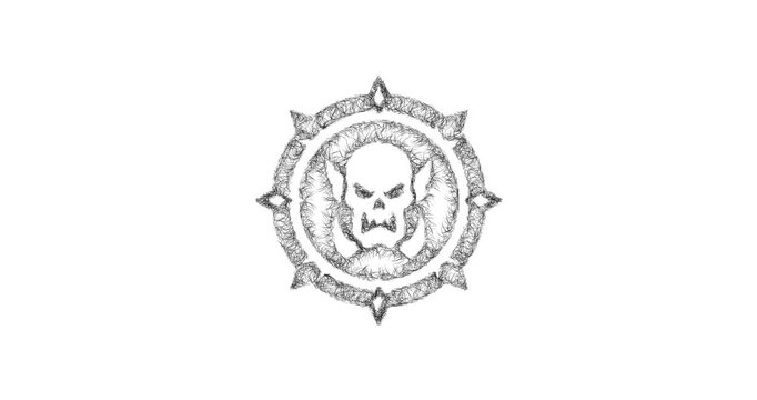 Sketch orc emblem icon animation - smooth progressive reveal