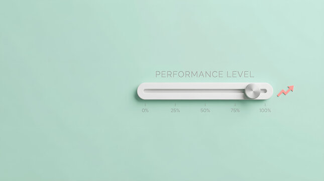 performance level slider 100 percent growth arrow concept