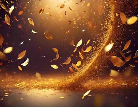 golden falling confetti