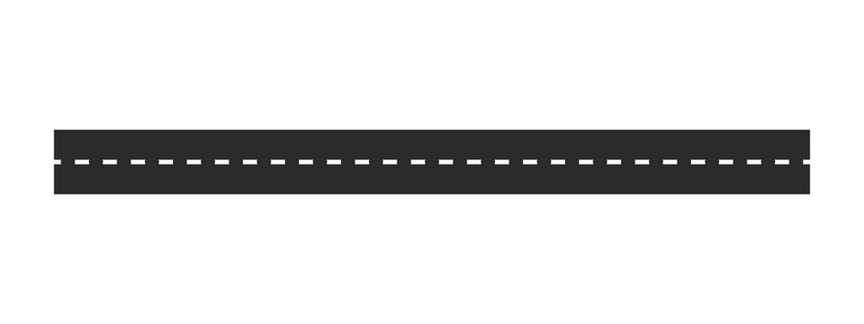 Straight asphalt road section with a dashed white center lane marking