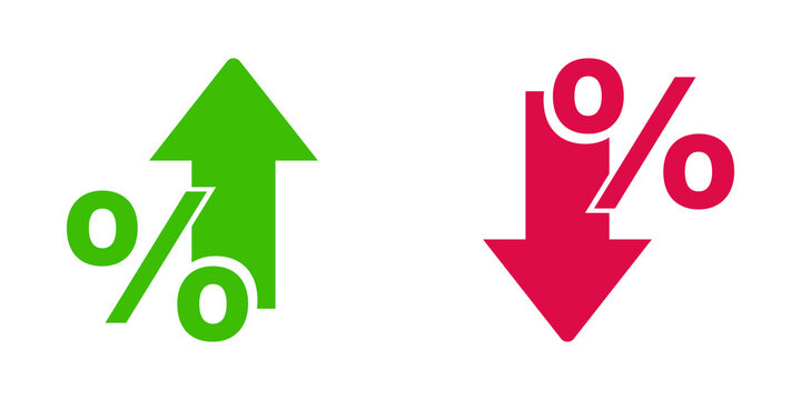Green percentage increase arrow and red percentage decrease arrow icons