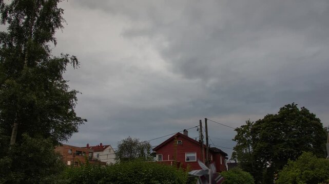 Solar Eclipse sky in Oslo, Norway. A time lapse of the shadow of the eclipsed sun moving across the cloudy sky in Oslo on August 12th, 2026.