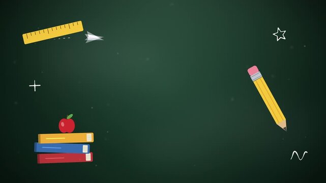 Back to school background with copy space on blackboard animation