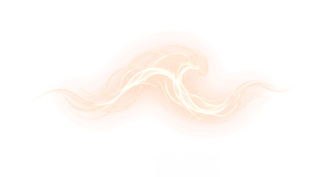 Hand Drawn Style Smoke Wave Comb Front Luminous Effect Overlay Isolated on Transparent Background