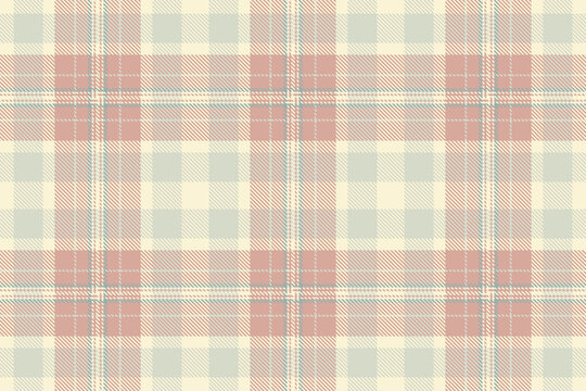 A traditional tartan plaid pattern with a balanced check structure and light and papaya whip tones. The seamless textile background recreates a woven fabric look with a natural decorative character.