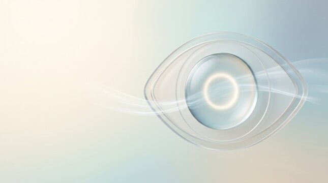 Abstract eye lens and vision care concept with flowing light