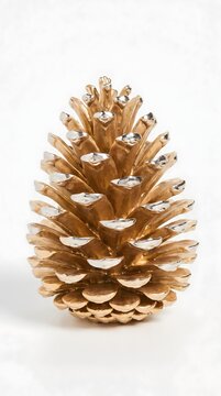 Decorative gold painted pine cone with crystal embellishments isolated on a white surface decorative christmas ornament decoration