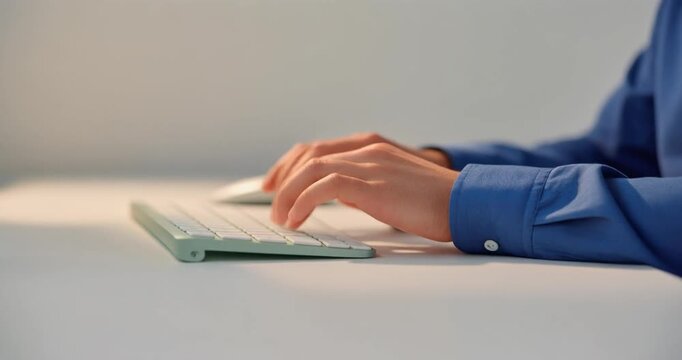 Business professional typing on keyboard for digital tasks