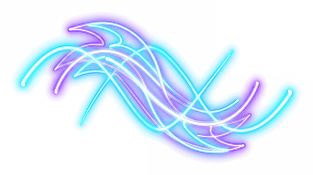 Asymmetric Directional Neon Tube Style Splash Wave with Recoil Petal Arms Luminous Effect Cutout with Real Transparency