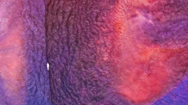 Mixing different colored alcohol inks in a close-up view