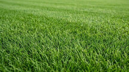 Obraz premium Close-up of lush green grass texture with natural sunlight highlighting fresh lawn detail 