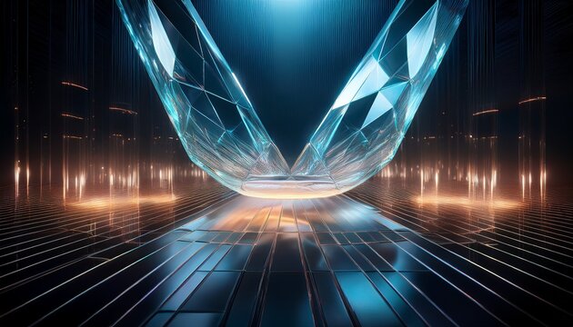 futuristic luminous material suspended in glowing transparent force field with liquid crystal texture minimalist cinematic fine art concept