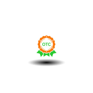 Vector illustration of seal with OTC abbreviation. Symbol of OTC Over The  Counter.
