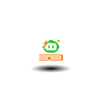 Vector illustration of book with robot head. Symbol of  recursive self improvement AGI technology.