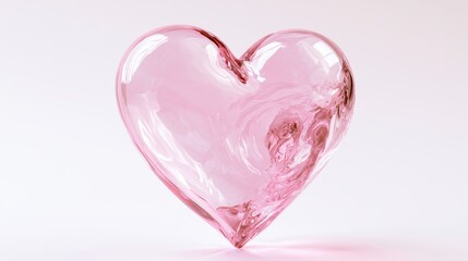 Fototapeta premium A glossy, translucent pink glass heart shape