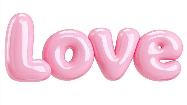 3d render of pink balloon letters spelling love isolated on white background