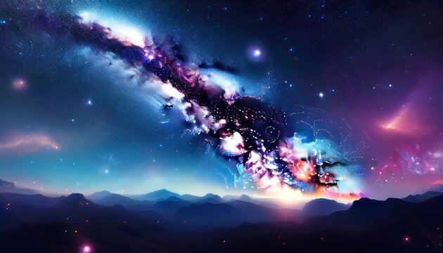 milky way galaxy with star and space dust in the universe and deep planet night sky background