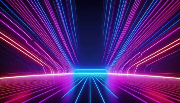 neon background concept disco neon light background 3d rendering